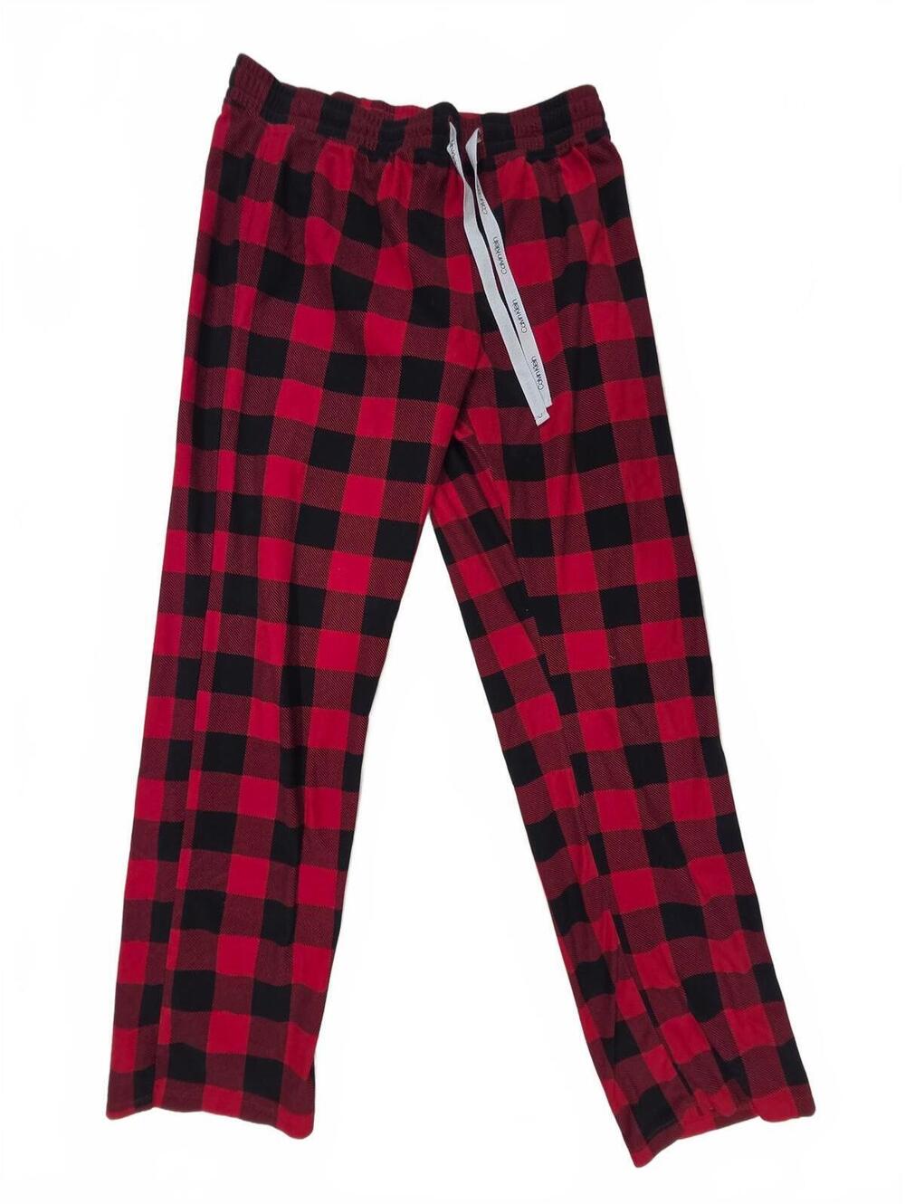 Calvin Klein Sleepwear Buffalo Plaid Pajama Pants Red Black Fleece Size S